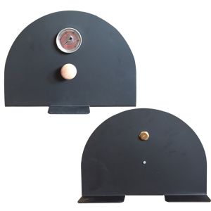 Porta metálica autoportante para forno de exterior
