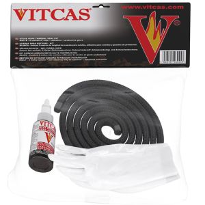 Cordão preto + adesivo - kit para lareiras e salamandras